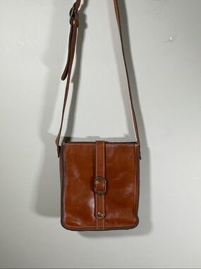 Patricia Nash Brown Leather Crossbody Saddle Bag Vintage Boho